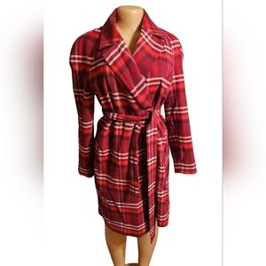 Anne Taylor Factory Plaid Belted Trench Coat